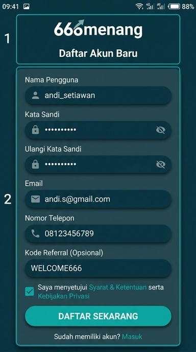 Daftar Akun Baru 666menang untuk Pengguna Android