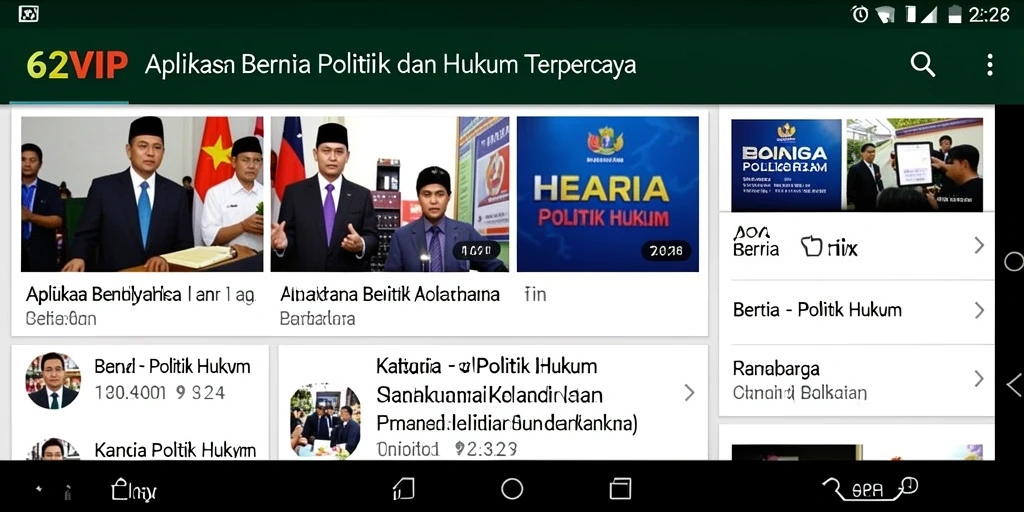 Antarmuka 62VIP yang informatif dan menarik untuk berita Politik Hukum.