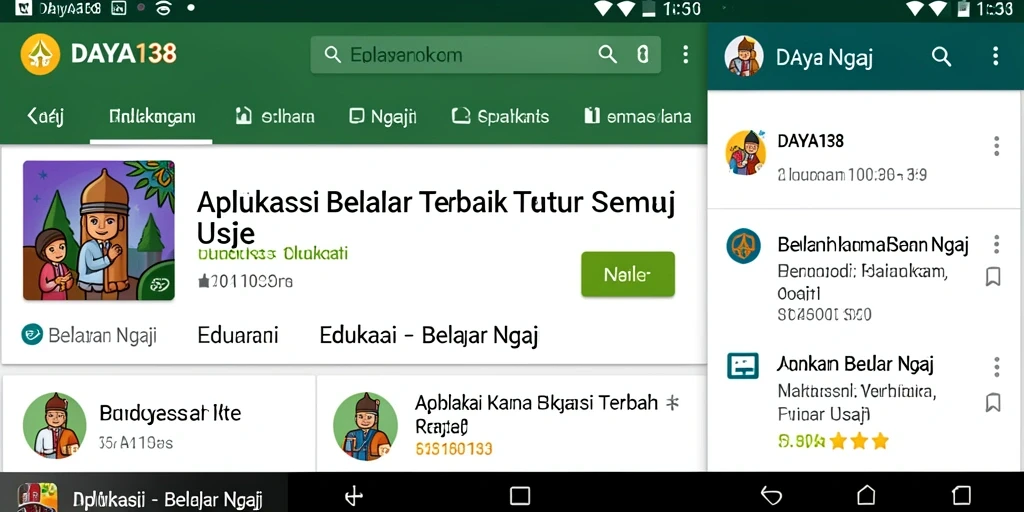 Screenshot antarmuka aplikasi DAYA138 yang mendukung proses belajar ngaji.